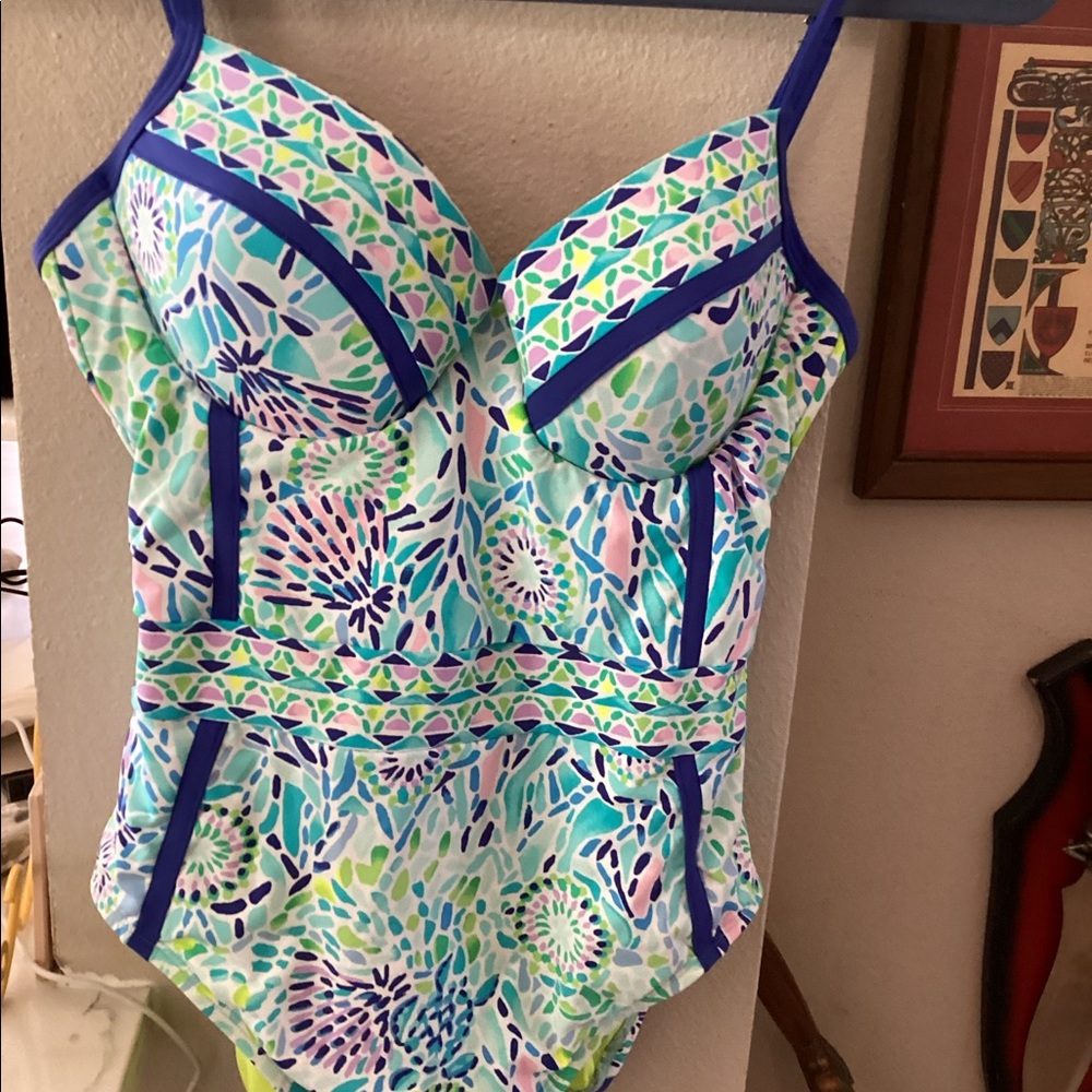 Lilly Pulitzer Palma Swimsuit In Blue Ibiza Open Water Engineered sz8.